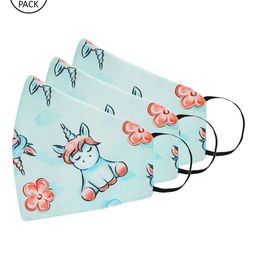 Tossido Kids 3 Pcs Green Printed 3-Ply Reusable Cloth Masks-28