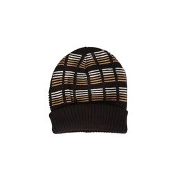 FabSeasons Unisex Brown & Off-White Self Design Beanie-10
