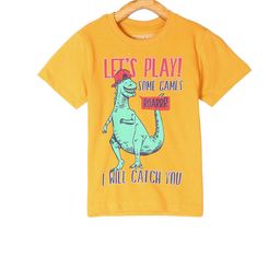 Cherokee Boys Yellow Printed Round Neck Pure Cotton T-shirt-image-0