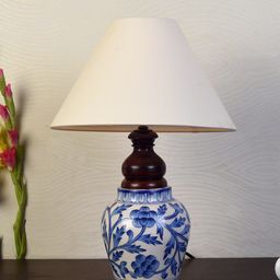 Unravel India Blue & White Solid Bedside Standard Table Lamp-image-13