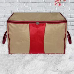 Kuber Industries 3 Pieces Gold-Toned & Red Large Size Canvas Organisers-image-21