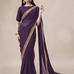 Inddus Sequinned Embroidered Saree-picture-19