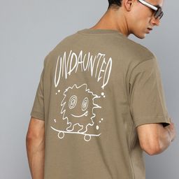 Flying Machine Printed Drop-Shoulder Sleeves Pure Cotton Relaxed Fit T-shirt-image-80