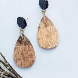 Golden Peacock Brown & Black Teardrop Shaped Drop Earrings-55