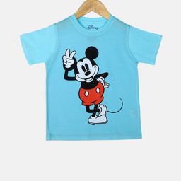 YK Disney Boys Blue & Black Mickey Mouse Print Round Neck T-shirt-image-121