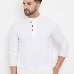 even Men White Dobby Solid Kurta-image-47