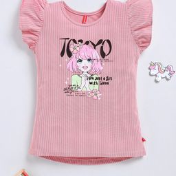 Here&Now X Game Begins Striped Flutter Sleeve High-Low Top-image-99