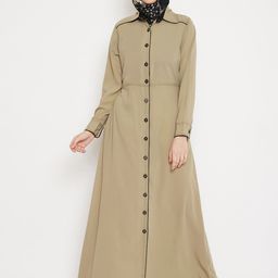 MOMIN LIBAS Women Beige Solid Front Open Abaya-picture-37