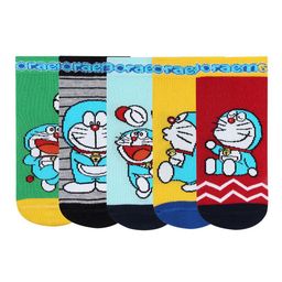 Bonjour Newborn Kids Pack Of 5 Assorted Ankle-Length Doraemon Socks-13