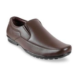 WALKWAY by Metro Men Brown Textured Formal Slip-Ons-image-18