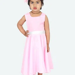 Samsara Couture Girls Pink Solid Fit and Flare Dress-image-32