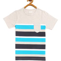 LAdore Boys Grey Melange Striped Round Neck T-shirt-image-45