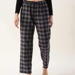 Kryptic Women Pure Cotton Relaxed Fit Checked Lounge Pants-image-64