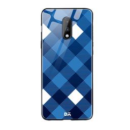 DailyObjects Blue & White Checks OnePlus 7 Glass Case-54