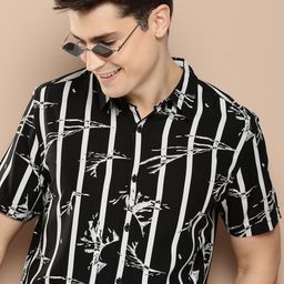 HERE&NOW Men Slim Fit Opaque Striped Casual Shirt-picture-11