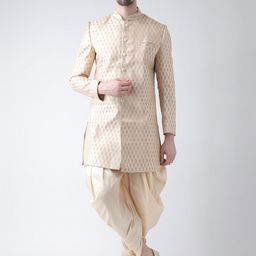 DEYANN Men Cream-Coloured Sherwani With Dhoti Pants-57