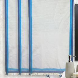 Athom Trendz Set of 3 White & Blue Solid Bath Towels-14