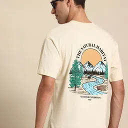 Mast & Harbour Printed Drop-Shoulder Sleeves Pure Cotton T-shirt-picture-7