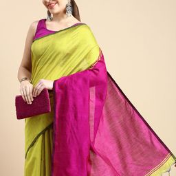DESH BIDESH Ghicha Cotton Colourblocked Saree-picture-20