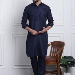 SOJANYA Men Navy Blue Solid Kurta with Salwar-53