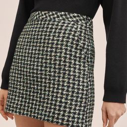MANGO Women Black & White Self Design High-Waist Tweed Mini Skirt-picture-49