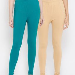 Tulsattva Women Pack Of 2 Solid Churidar-Length Leggings-image-50