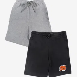 YK Justice League Boys Pack of 2 Solid Regular Fit Regular Shorts with Cars Print Detail-13