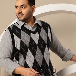 Sztori Plus Size Argyle Sweater Vest-image-7