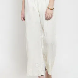 Clora Creation Women Off-White Self Design Straight Palazzos-image-64