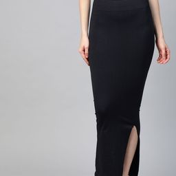 Inddus Women Black Solid High Compressed Seamless Saree Shapewear-image-42