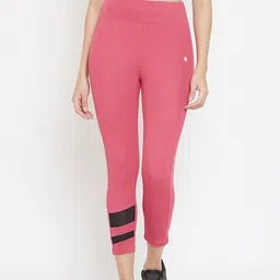 ATHLISIS Women Peach-Coloured & Black Colourblocked Tights-image-21