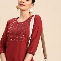 Anouk Women Geometric Embroidered Mirror Work Kurta-picture-53