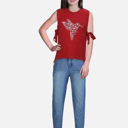 Gini and Jony Floral Printed Sleeveless Cotton Tie-Ups Top-image-45