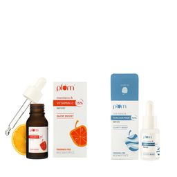 Plum Set of 2 Face Serum - Vitamin C with Mandarin 20ml & Niacinamide with Rice Water 15ml-2