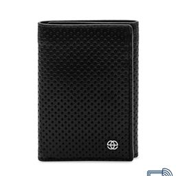 Eske Men Black Self Design Three Fold Leather Wallet-image-58