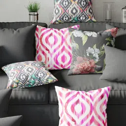 BIANCA Ruyal Black & Green 5 Pieces Abstract Square Cushion Covers-image-53