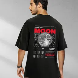 Bewakoof Men Official Nasa Merchandise Fly Me To The Moon Graphic Print Oversized T-shirt-image-88