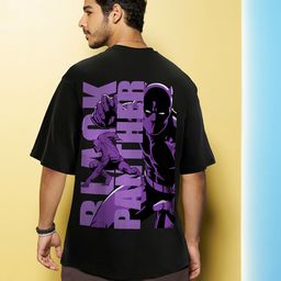 Bewakoof Black Panther Printed Drop-Shoulder Sleeves Oversized Cotton T-shirt-picture-40