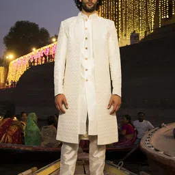 SHRESTHA BY VASTRAMAY Sequinned Embroidered Sherwani Set-image-9