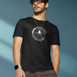 Bewakoof Men Black Winter Soldier Printed Applique T-shirt-picture-2