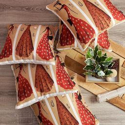 Soumya Multicoloured Set of 5 Ethnic Motifs Square Cushion Covers-10