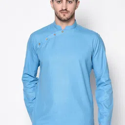 TABARD Men Blue Solid Cotton Kurta-image-55