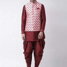 DEYANN Men Maroon Printed Kurta Set-picture-33