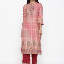 RANGMAYEE Women Pink & Magenta Printed Kurta with Palazzos & Dupatta-21