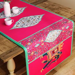 SEJ by Nisha Gupta Pink & Green Printed Table Runner-21