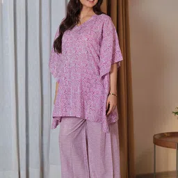 Libas Floral Printed Pure Cotton Night Suit-image-79