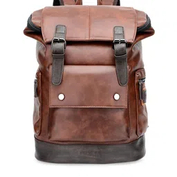 FUR JADEN Unisex Coffee Brown Textured Backpack-picture-25