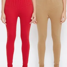 Tulsattva Women Pack Of 2 Solid Churidar-Length Leggings-image-52