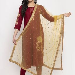 Clora Creation Yellow Embroidered Dupatta-image-24