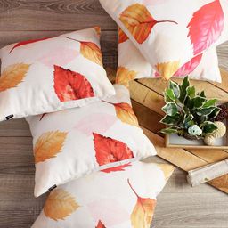 Soumya Red & White Set of 5 Self Design Square Cushion Covers-11
